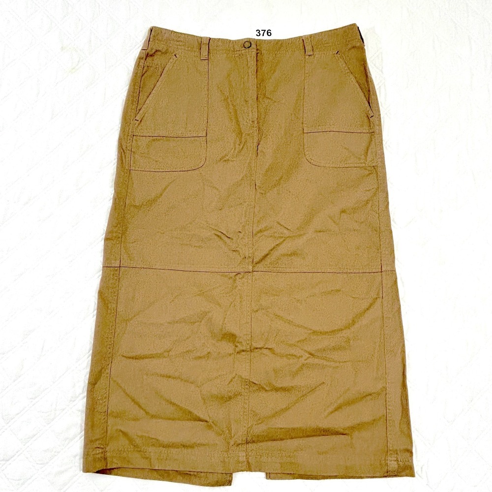 Vintage Lauren Ralph Lauren Cargo Skirt Womens 16 Khaki Back Slit Full Length